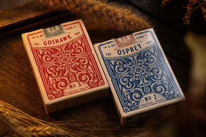 TWO DECK COLLECTORS SET IN VINTAGE TOBACCO TIN - OSPREY & GOSHAWK PLAYING CARDS